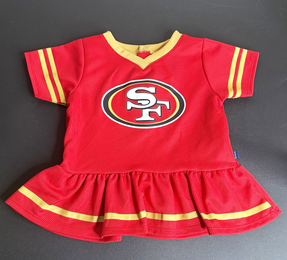 Gerber NFL San Francisco 49ers Girls 6-12M Jersey Dress V-Neck Red/Gold